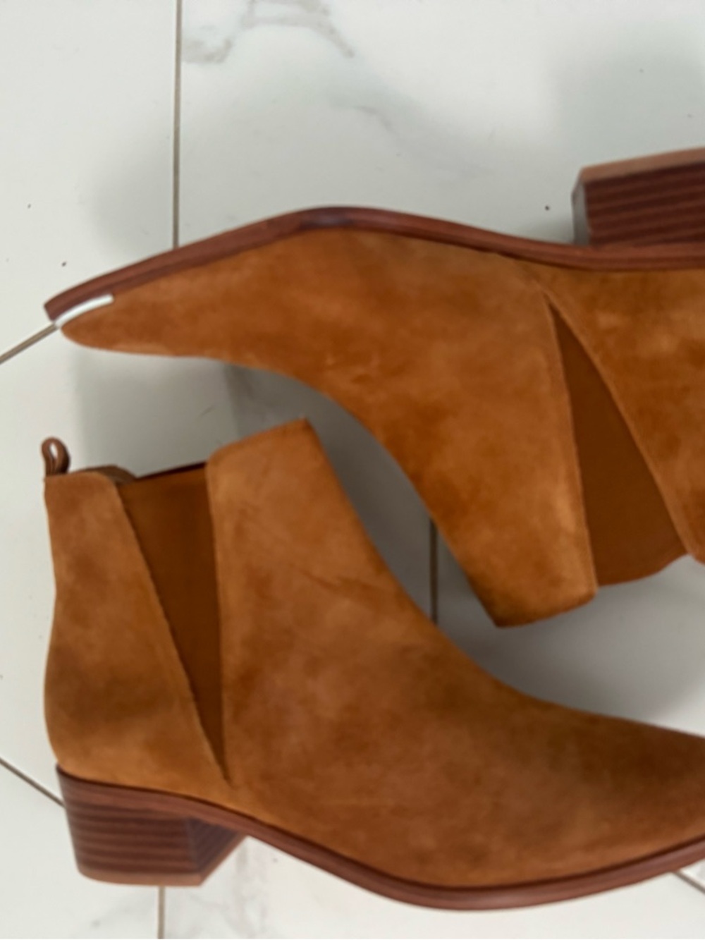 Marc Fisher Suede Chelsea Ankle Boot in Cognac Tan